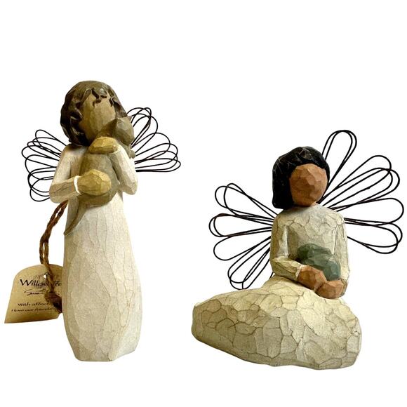 Demdaco Vintage Willow Tree " With Affection" and "Angel of Protection" Set of 2 - Picture 1 of 5